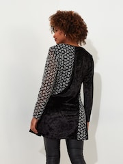 Joe Browns Black Velour and Mesh Textured Jersey Tunic Dress - Image 3 of 6
