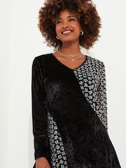 Joe Browns Black Velour and Mesh Textured Jersey Tunic Dress - Image 4 of 6