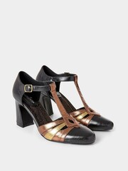 Joe Browns Black Vintage Metallic T-Bar Shoes - Image 3 of 4