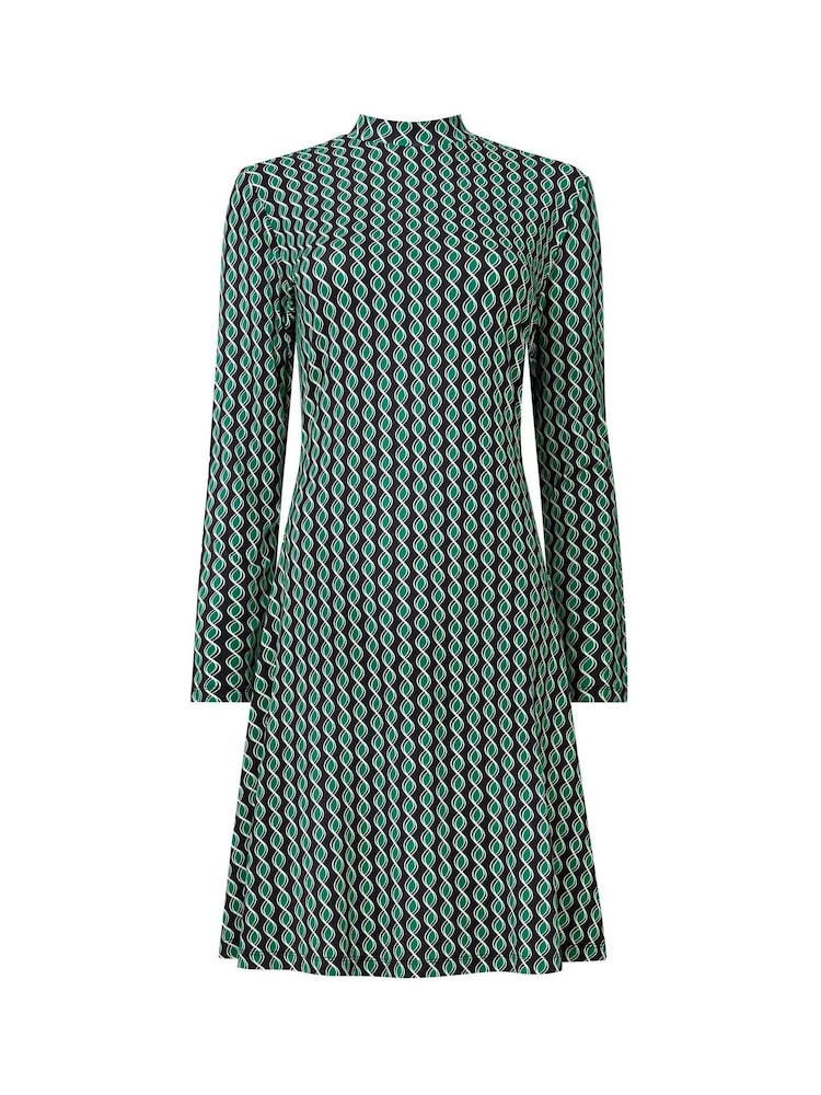 Joe Browns Green Geometric Print High Neck Jersey Mini Dress - Image 5 of 5