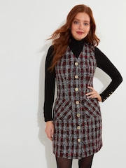 Joe Browns Red Vintage Check Patch Pocket Pinafore Mini Dress - Image 3 of 8