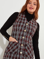 Joe Browns Red Vintage Check Patch Pocket Pinafore Mini Dress - Image 6 of 8