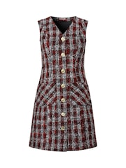 Joe Browns Red Vintage Check Patch Pocket Pinafore Mini Dress - Image 8 of 8