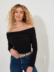 Joe Browns Black Slim Fit Classic Bardot Top - Image 1 of 5