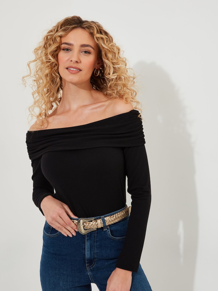 Joe Browns Black Slim Fit Classic Bardot Top - Image 1 of 5 Joe Browns Black Slim Fit Classic Bardot Top - Image 1 of 5