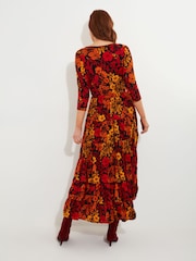 Joe Browns Orange Muted Floral Print Crinkle Cotton Maxi Dress - Image 5 of 7