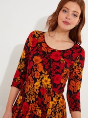 Joe Browns Orange Muted Floral Print Crinkle Cotton Maxi Dress - Image 6 of 7