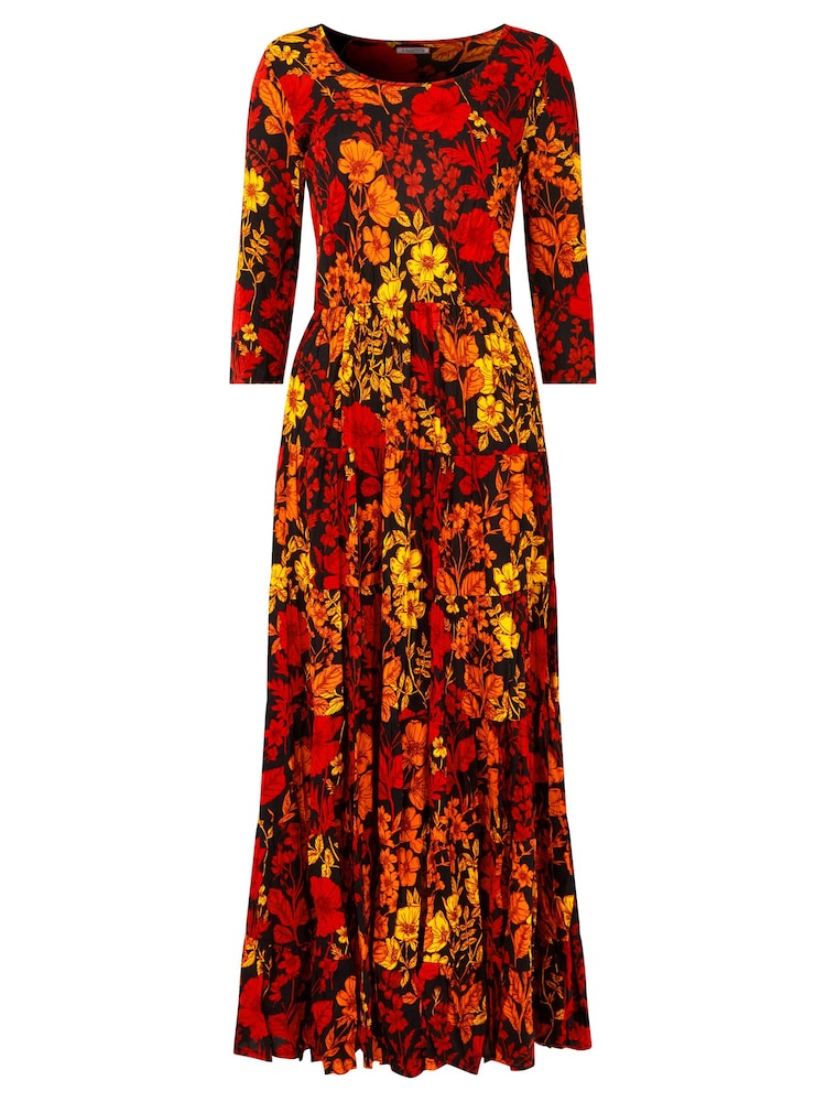 Joe Browns Orange Muted Floral Print Crinkle Cotton Maxi Dress - Image 7 of 7