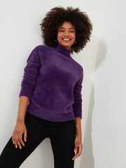 Joe Browns Purple Relaxed Fit Fluffy High Neck Jumper - Image 1 of 5
