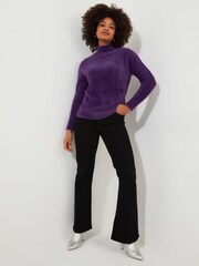 Joe Browns Purple Relaxed Fit Fluffy High Neck Jumper - Image 2 of 5
