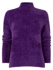 Joe Browns Purple Relaxed Fit Fluffy High Neck Jumper - Image 5 of 5