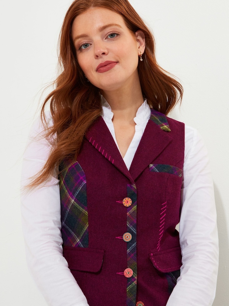 Joe Browns Purple Heritage Check Mix and Match Waistcoat - Image 1 of 1