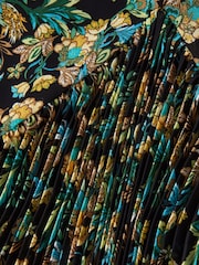 Joe Browns Green Mini Floral Print Tiered Skirt Pleated Tunic Dress - Image 6 of 6