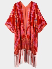 Joe Browns Orange Floral Devoré Tassel Kimono - Image 1 of 2