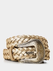 Joe Browns Gold Plaited Metallic Suede Belt - Image 1 of 3