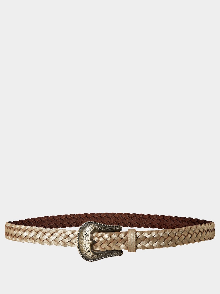 Joe Browns Gold Plaited Metallic Suede Belt - Image 3 of 3