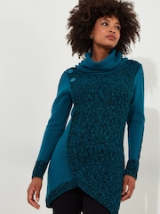 Joe Browns Green Two Tone Marl Funnel Neck Jumper Dress - Image 1 of 5
