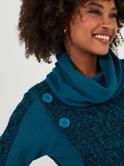 Joe Browns Green Two Tone Marl Funnel Neck Jumper Dress - Image 2 of 5