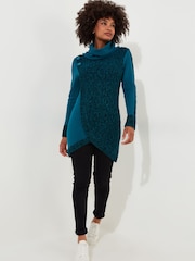 Joe Browns Green Two Tone Marl Funnel Neck Jumper Dress - Image 3 of 5