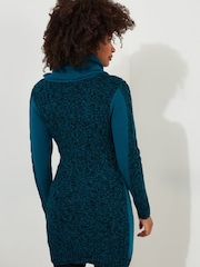 Joe Browns Green Two Tone Marl Funnel Neck Jumper Dress - Image 4 of 5