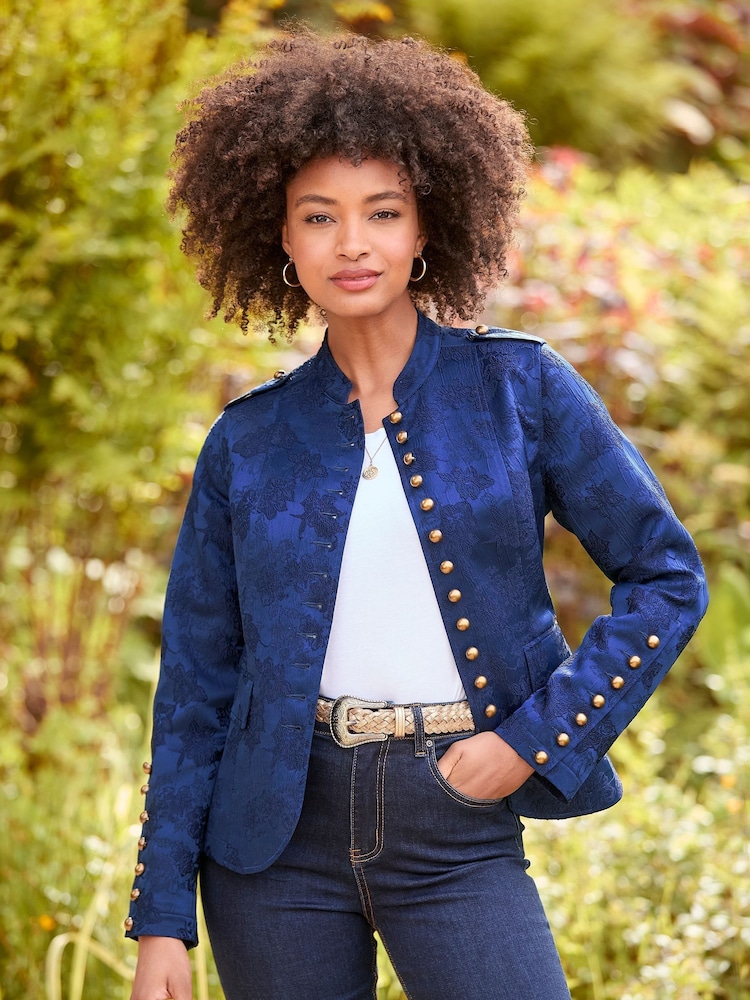 Joe Browns Floral Jacquard Cropped Military Jacket - Bild 1 von 7 Joe Browns Floral Jacquard Cropped Military Jacket - Bild 1 von 7