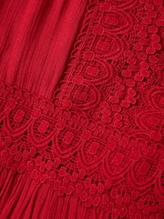 Joe Browns Red Flattering Boho Lace High Low Hem Dress - Image 8 of 8