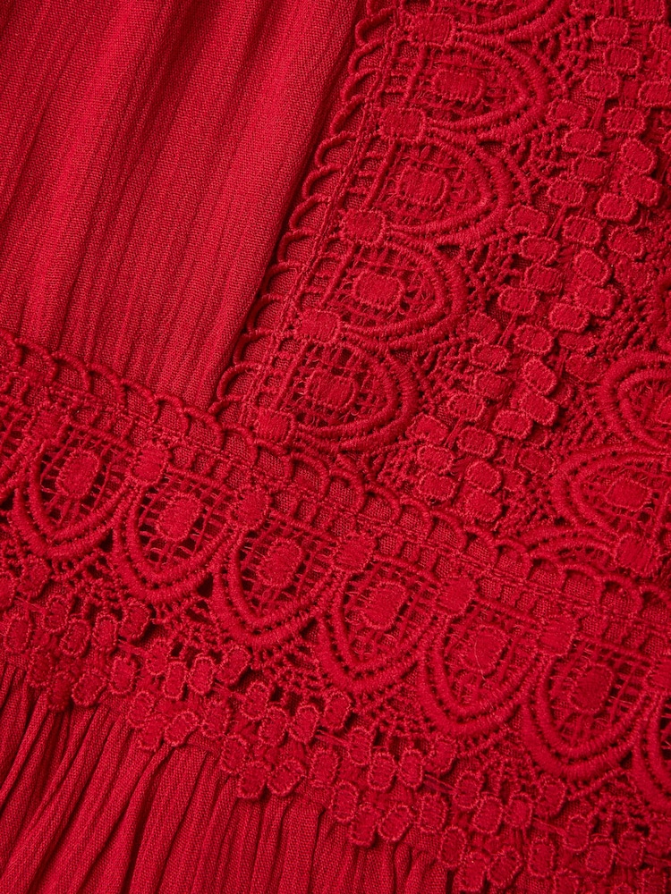 Joe Browns Red Flattering Boho Lace High Low Hem Dress - Image 8 of 8