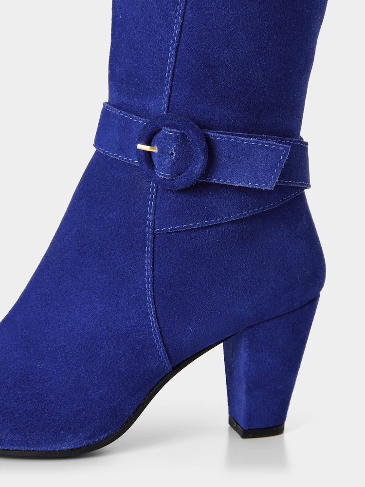 Joe Browns Blue Retro Colourblock Long Knee High Suede Boots - Image 4 of 6