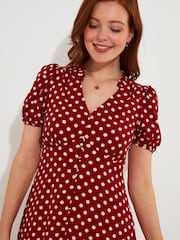 Joe Browns Red Vintage Polka Dot Button-Front Knee-Length Dress - Image 6 of 8