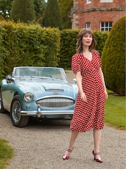 Joe Browns Red Vintage Polka Dot Button-Front Knee-Length Dress - Image 7 of 8