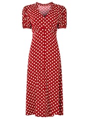 Joe Browns Red Vintage Polka Dot Button-Front Knee-Length Dress - Image 8 of 8