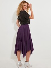 Joe Browns Purple Handkerchief Hem Layered 100% Cotton Maxi Skirt - Image 2 of 5