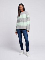 U.S. Polo Assn Green U.S. Polo Assn. Womens Green Mixed Cable Stripe Jumper - Image 3 of 5