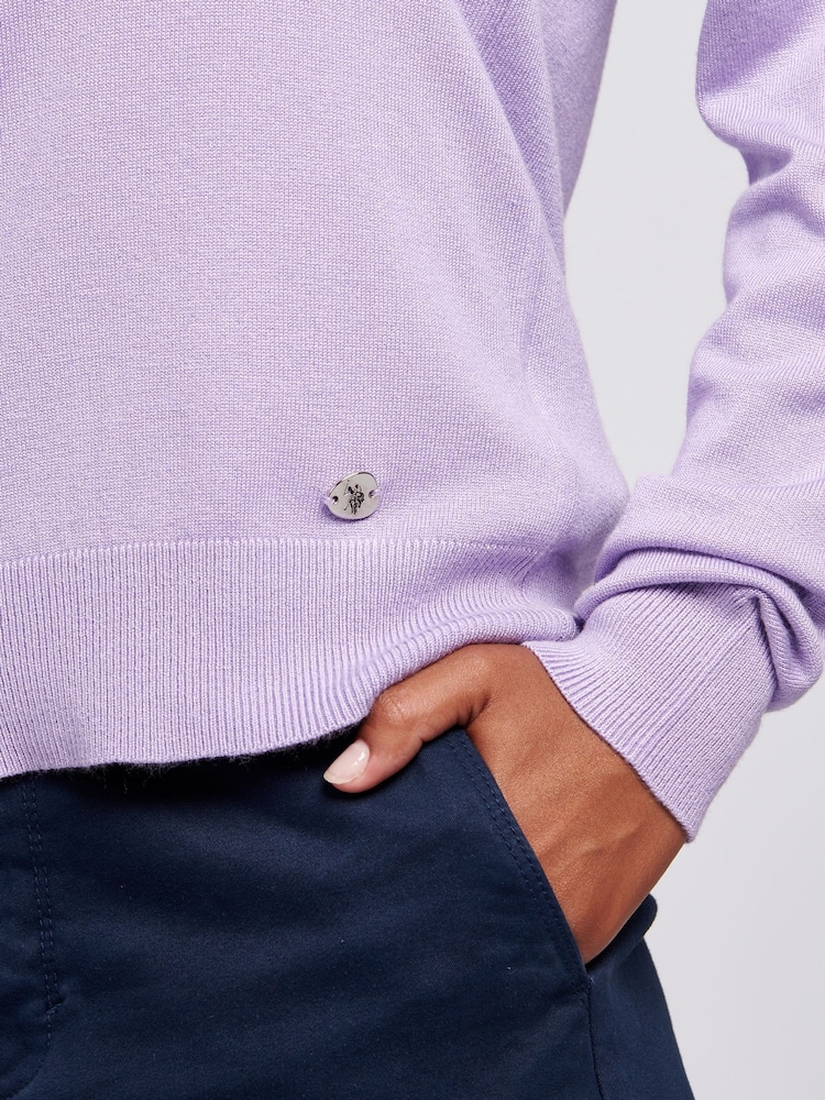 U.S. Polo Assn. Purple Regular Fit Womens Crew Neck Jumper - Image 2 of 4 U.S. Polo Assn. Purple Regular Fit Womens Crew Neck Jumper - Image 2 of 4