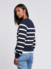 U.S. Polo Assn. Blue Womens Stripe Cropped Rib Cardigan - Image 4 of 4