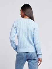 U.S. Polo Assn. Light Blue Womens V-Neck Cable Knit Jumper - Image 4 of 4