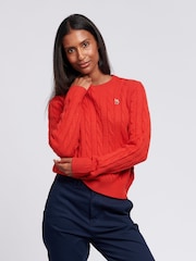 U.S. Polo Assn. Womens Cable Knit Crew Neck Jumper - Image 1 of 5