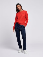 U.S. Polo Assn. Womens Cable Knit Crew Neck Jumper - Image 3 of 5