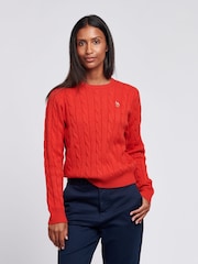 U.S. Polo Assn. Womens Cable Knit Crew Neck Jumper - Image 5 of 5