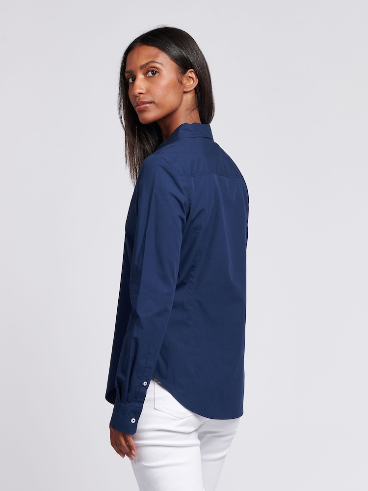 U.S. Polo Assn. Dark Blue Womens Classic Fit Poplin 100% Cotton Shirt - Image 2 of 5