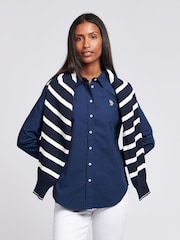U.S. Polo Assn. Dark Blue Womens Classic Fit Poplin 100% Cotton Shirt - Image 4 of 5