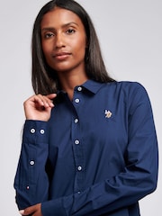 U.S. Polo Assn. Dark Blue Womens Classic Fit Poplin 100% Cotton Shirt - Image 5 of 5