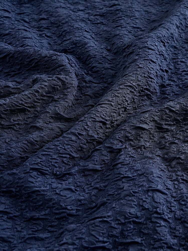 Navy Short Sleeve Textured Jersey Dress - Image 3 of 3