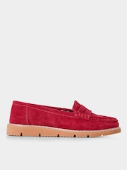 Joe Browns Red Colourblock Suede Slip-On Leather Loafers - Image 1 of 6