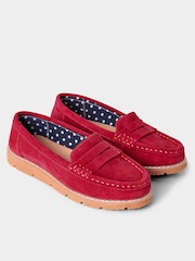 Joe Browns Red Colourblock Suede Slip-On Leather Loafers - Image 3 of 6
