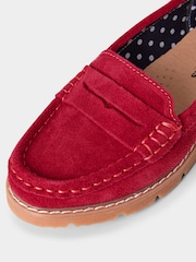 Joe Browns Red Colourblock Suede Slip-On Leather Loafers - Image 4 of 6