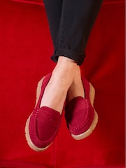 Joe Browns Red Colourblock Suede Slip-On Leather Loafers - Image 5 of 6