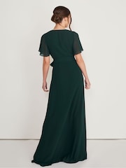 Six Stories Flutter Sleeve Wrap Tie Chiffon Flower Girl Dress - Image 2 of 6
