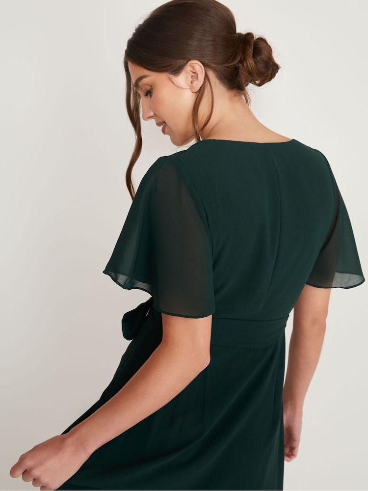 Six Stories chiffon bloemenmeisjesjurk met fladdermouwen en strik - Image 4 of 6