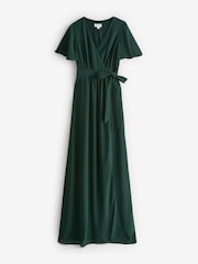 Six Stories Flutter Sleeve Wrap Tie Chiffon Flower Girl Dress - Image 6 of 6